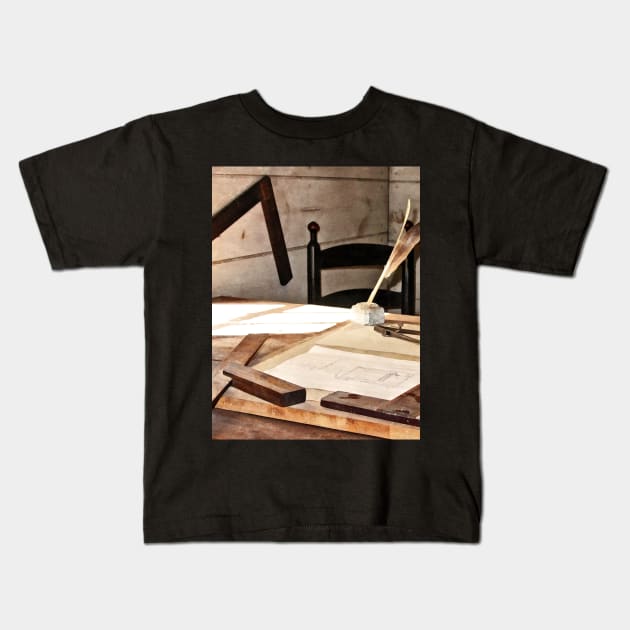 Architect - Compass and T-Square Kids T-Shirt by SusanSavad